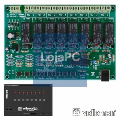PLACA USB RELÉ DE 8 CANAIS VELLEMAN
