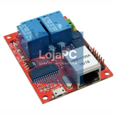 Kit Placa De Relés Controlada Por Internet 2 canais TCP/UDP