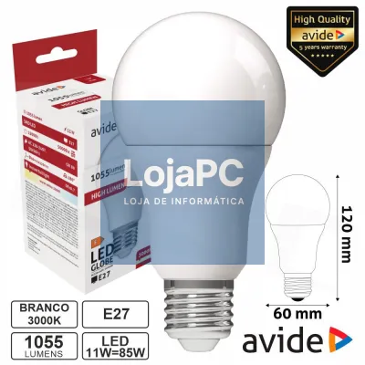 Lâmpada LED Dimável E27 Globo A60 11W 230V 3000K 1055lm