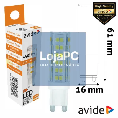 Lâmpada LED G9 4.2W 230V 4000K 450lm AVIDE