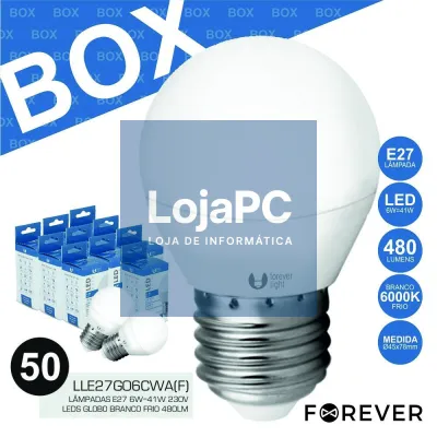 BOX 50 LÂMPADAS E27 6W=41W 230V LEDS BRANCO FRIO 480LM