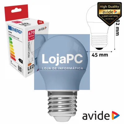 Lâmpada LED E27 Globo G45 4.5W 230V 3000K 470lm AVIDE