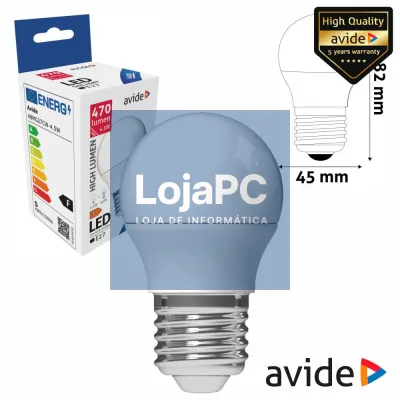 Lâmpada LED E27 Globo G45 4.5W 230V 6400K 470lm AVIDE