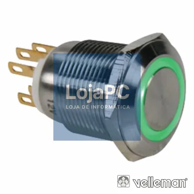 INTERRUPTOR REDONDO DE METAL SPDT 1NO 1NC ANEL VERDE 19MM