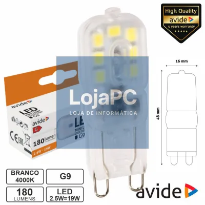 Lâmpada LED G9 2.5W 230V 4000K 180lm AVIDE