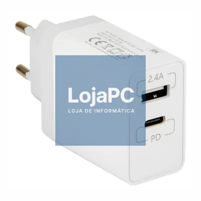 Alimentador Compacto USB / USB-C 5V 3A Branco PD