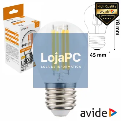Lâmpada LED E27 Globo Filamento 6.5W 230V 4000K 806lm AVIDE