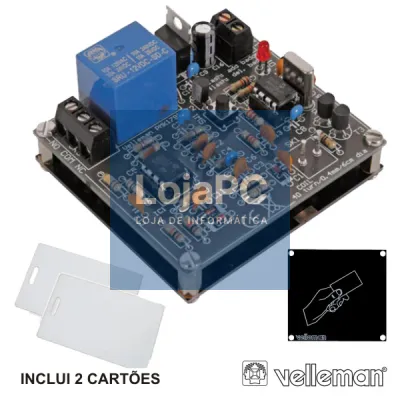 KIT LEITOR DE CARTÕES PROXIMIDADE C/ 2 CARTÕES VELLEMAN