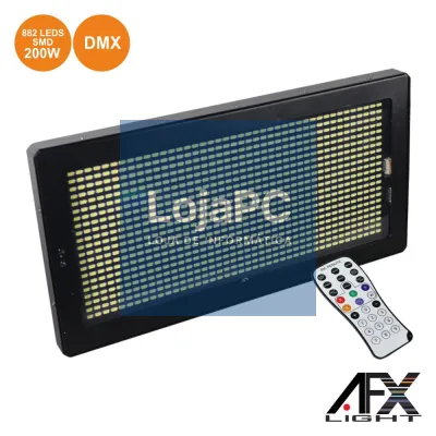 ESTROBOSCÓPIO C/ 882 LEDS SMD 200W DMX MIC COMANDO AFXLIGHT