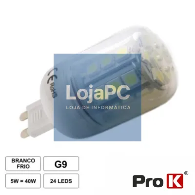 LÂMPADA G9 5W 12V 24 LEDS SMD 5050 BRANCO QUENTE