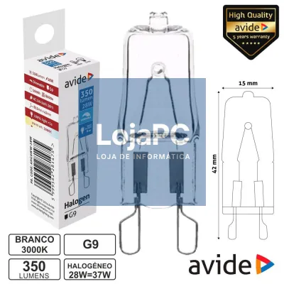 LÂMPADA G9 28W=37W 230V HALOGÉNEO 350LM AVIDE
