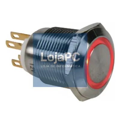 INTERRUPTOR REDONDO METAL (ON)-OFF 12V 12MM 4P VERMELHO