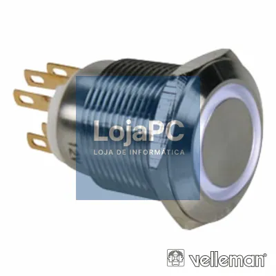 INTERRUPTOR REDONDO DE METAL SPDT 1NO 1NC ANEL BRANCO 19MM
