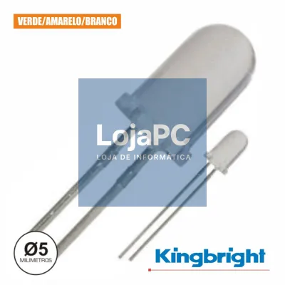 LED 5MM ALTO BRILHO VERDE AMARELO E BRANCO DIFUSO KINGBRIGHT