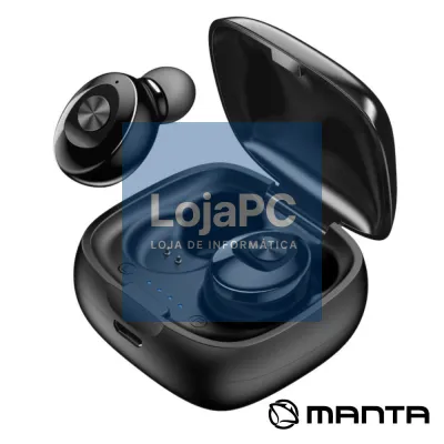 Auscultadores Earbuds TWS Bluetooth 5.0 Preto MANTA