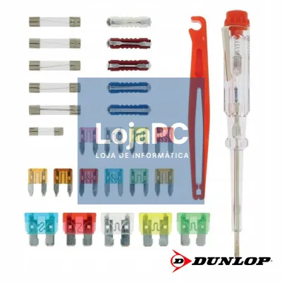 Conjunto de 26 Fusíveis P/ Automóvel E Busca-Polos DUNLOP