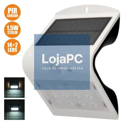APLIQUE EXTERIOR SOLAR C/ SENSOR 1.5W 220LM BRANCO