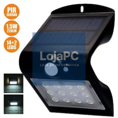 Aplique Exterior Solar C/ Sensor 1.5W 220lm Preto
