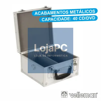 MALA PARA 40 CD/DVD METÁLICA PRATA PEREL