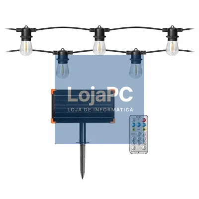 Corrente De Iluminação 10m C/ Lâmpadas E27 e Painel Solar