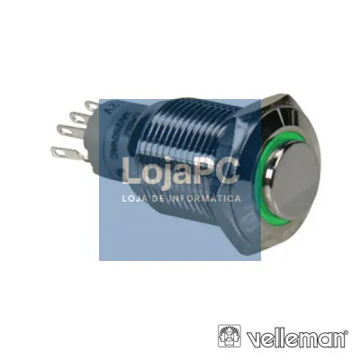 INTERRUPTOR REDONDO ALTO DE METAL SPDT 1NA 1NC ANEL VERDE