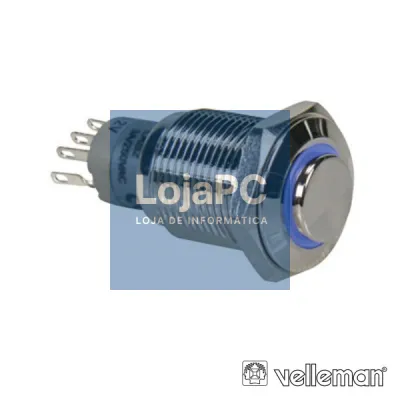 INTERRUPTOR REDONDO ALTO DE METAL SPDT 1NA 1NC ANEL AZUL