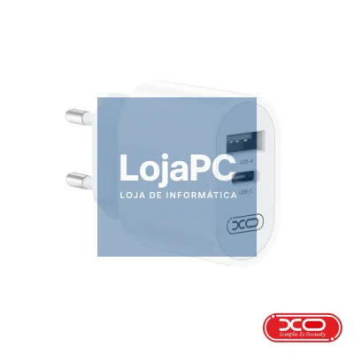Alimentador 1x USB-A / 1x USB-C 2.4A Branco XO
