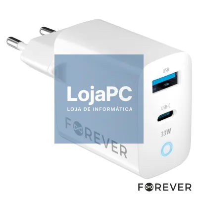 Alimentador Comutado 1xUSB-C/1xUSB-A PD/QC 33W GaN FOREVER