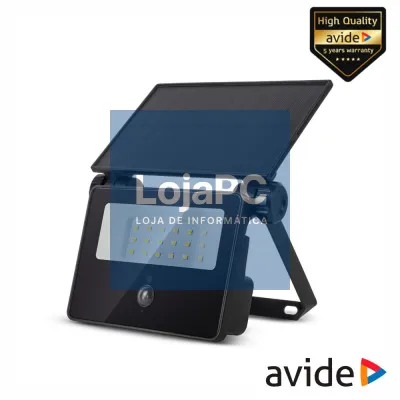 Aplique LED C/ Painel Solar 8W IP65 4000K 700lm PIR AVIDE