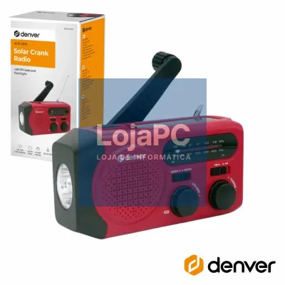 Rádio Portátil AM/FM Painel Solar Dínamo DENVER