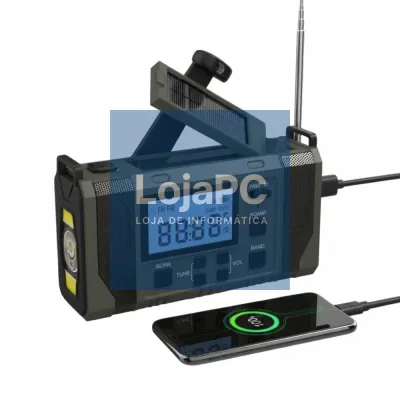 Rádio Solar FM/AM C/ Dínamo/Lanterna/Powerbank/Bluetooth
