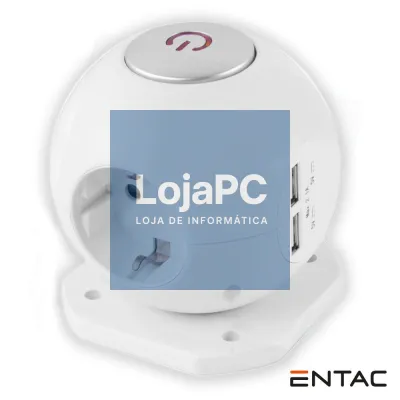 Tomada Elétrica Globo C/ 3 Saídas 2x USB 2.1A Branco ENTAC