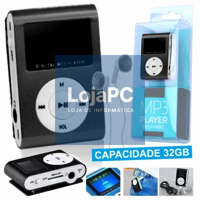 LEITOR MP3 C/ RÁDIO SD MIC LCD AUSCULTADORES