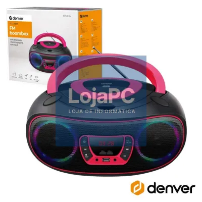 Rádio Portátil Leitor FM/BT/Cd/USB Colunas 2x2W LEDS DENVER