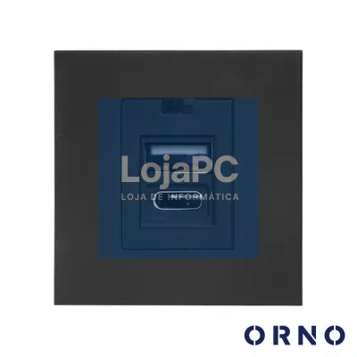 Módulo 1x USB-A e 1x USB-C P/ Encastrar Móveis Preto ORNO