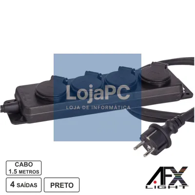 TOMADA ELÉTRICA 4 SAÍDAS 1,5M IP44 AFXLIGHT