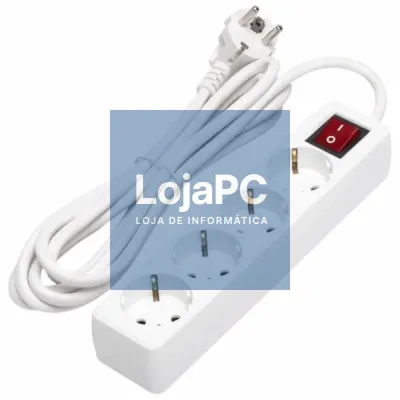 TOMADA ELÉTRICA C/ 4 SAÍDAS INTERRUPTOR 3M BRANCO