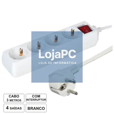 TOMADA ELÉTRICA C/ 4 SAÍDAS INTERRUPTOR 3M