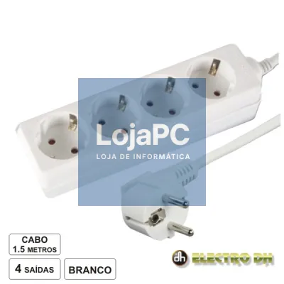 TOMADA ELÉTRICA C/ 4 SAÍDAS 1.5M BRANCO EDH