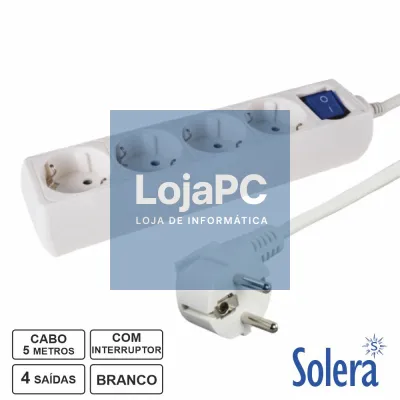 Extensão Elétrica 4x Schuko C/ Interruptor 5m SOLERA