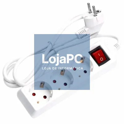 TOMADA ELÉTRICA C/ 3 SAÍDAS INTERRUPTOR 1.5M BRANCO