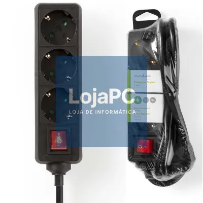 Tomada Elétrica c/ 3 Saídas Interruptor On/Off 1.5m NEDIS