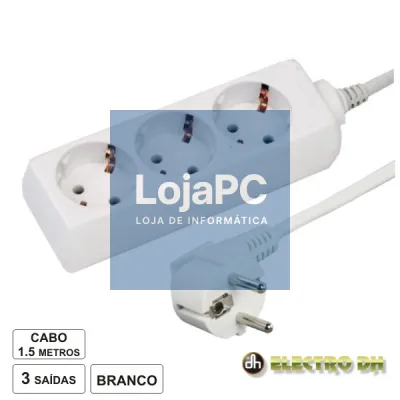 TOMADA ELÉTRICA C/ 3 SAÍDAS 1.5M BRANCO EDH
