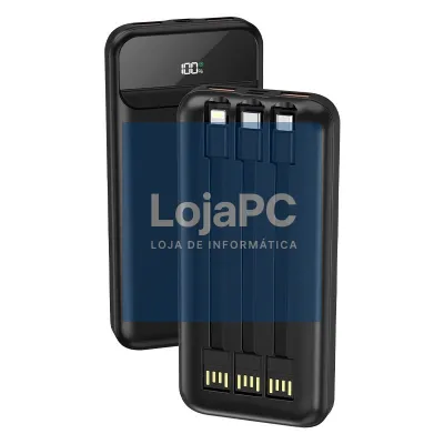 Universal External Battery Power Bank 10,000 mAh + Fast Charging 22.5W - 3A (3 connections) Black