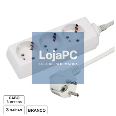 TOMADA ELÉTRICA C/ 3 SAÍDAS 3M BRANCO