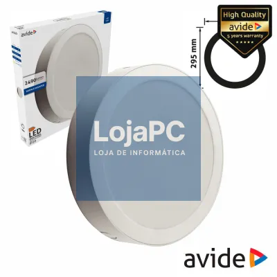 Painel LEDS Redondo Superficie 24W 295mm 6400K 2490lm AVIDE