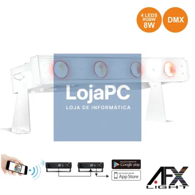 BARRA C/ 4 LEDS RGBW 8W SUPORTE BATERIA DMX BRANCO AFXLIGHT