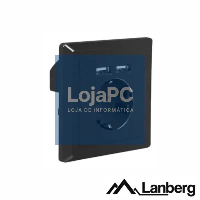 Tomada Elétrica Superfície C/ 2 Portas USB Preto LANBERG