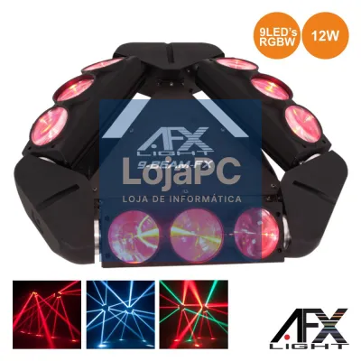 PROJETOR LUZ C/ 9 LEDS 12W CREE RGBW 3 BARRAS DMX AFXLIGHT