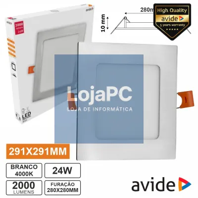 Painel LEDS Quadrado 24W 291mm 4000K 2000lm AVIDE